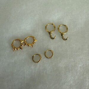 Set of three Huggie Hoop Earrings